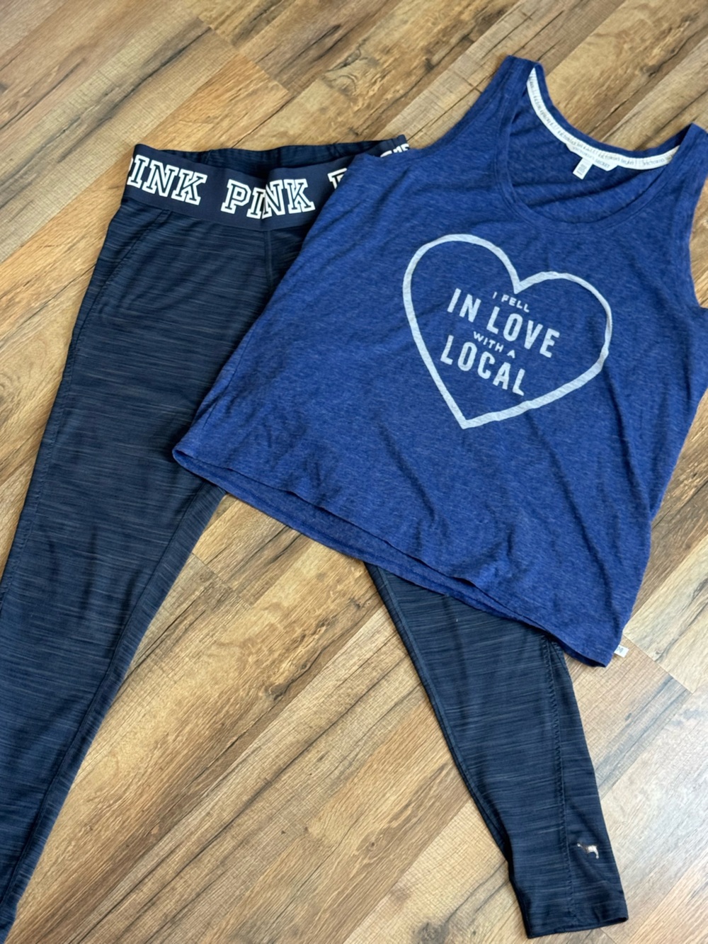 Victoria's Secret PINK Lounge Set - Medium Leggings & Heart Tank Top